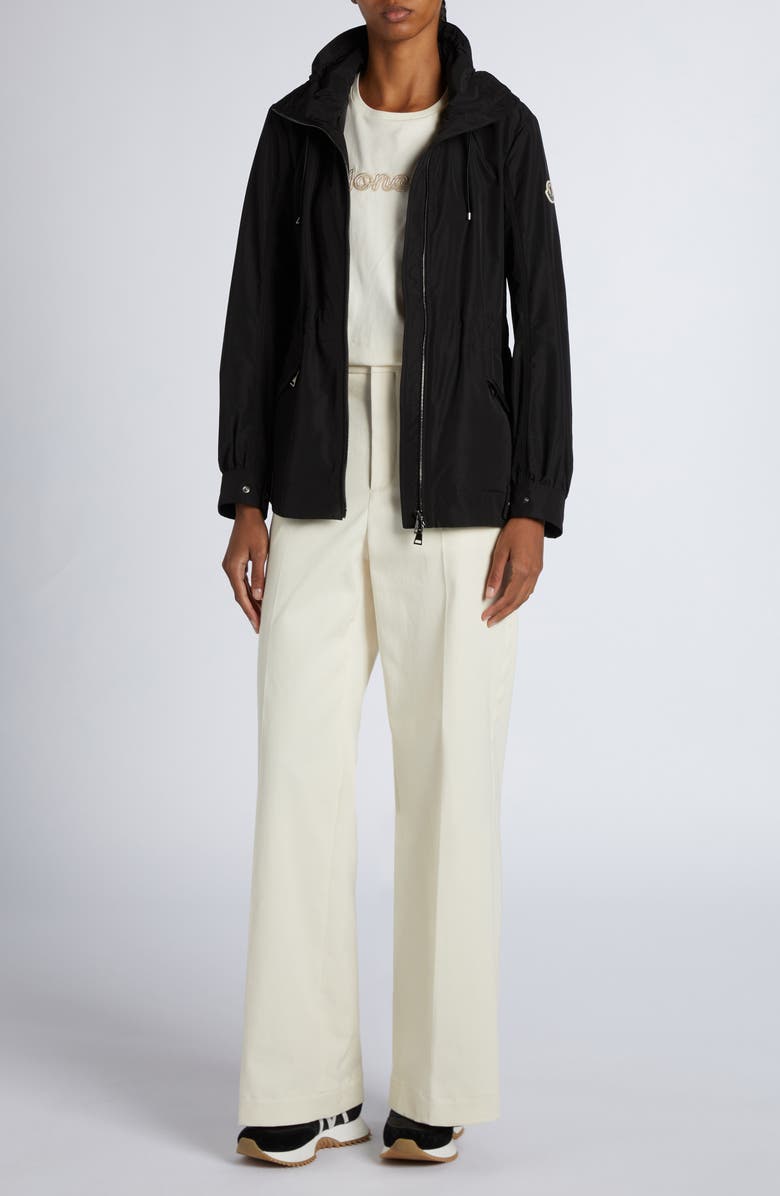 Moncler Leandro Short Hooded Jacket, Alternate, color, Black