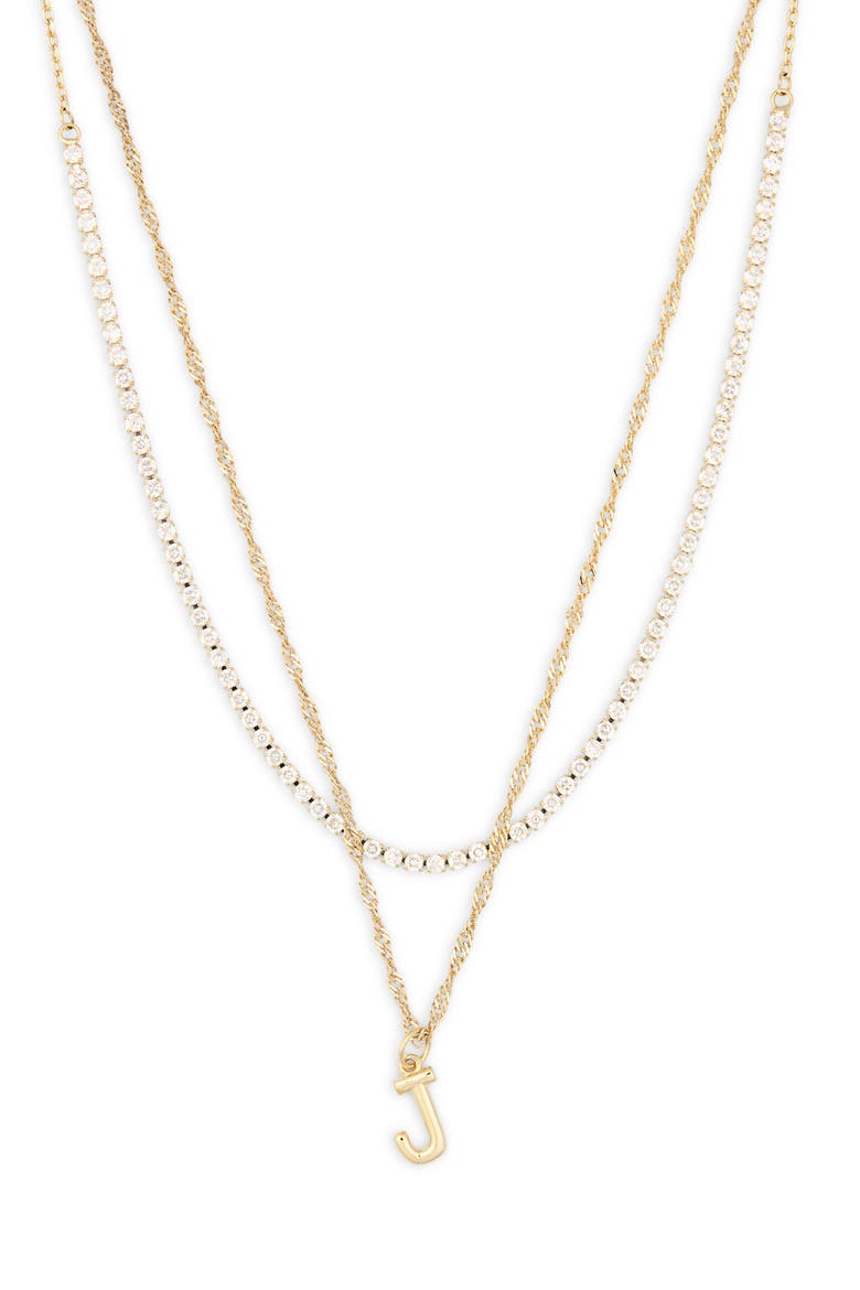 Initial & Cubic Zirconia Necklace Set, Alternate, color, J- CLEAR- GOLD