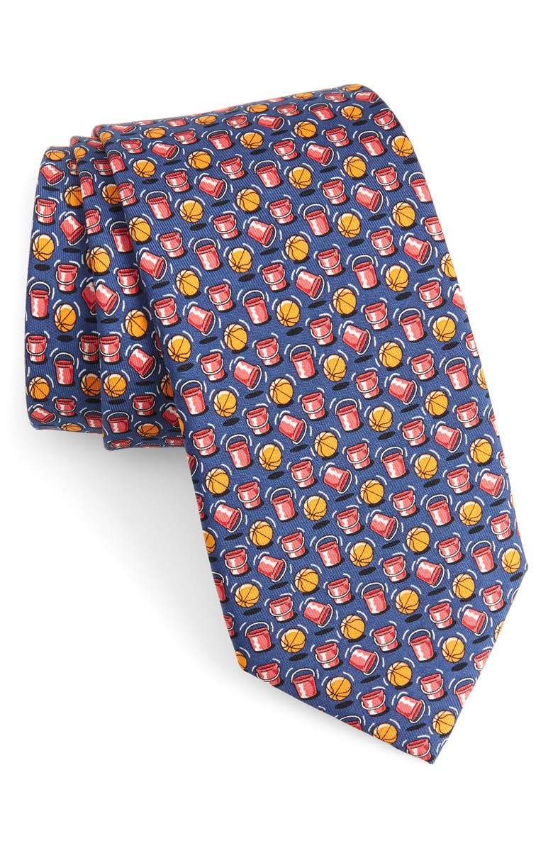 vineyard vines Basketball Buckets Silk Tie, Main, color,