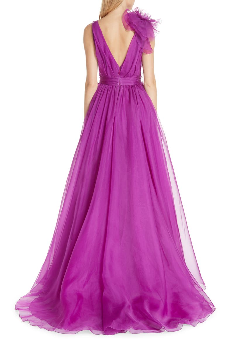 Ruffle Silk Organza Evening Dress, Alternate, color, ORCHID