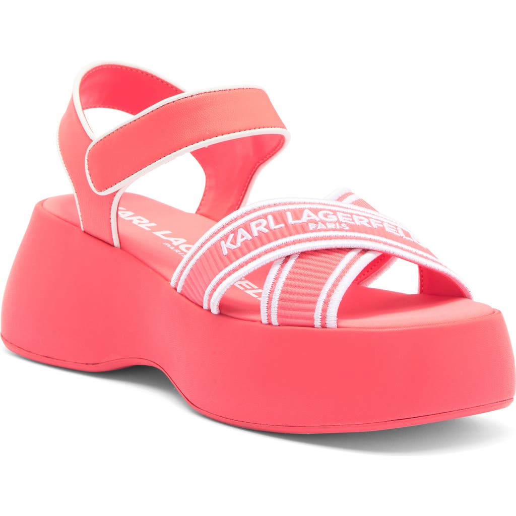Karl Lagerfeld Paris Meddi Platform Sandal In Sunset Coral