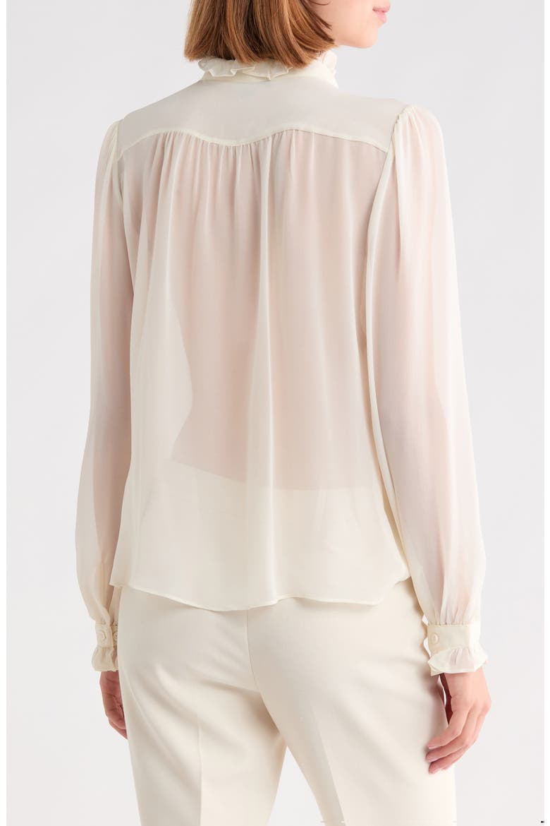 Leya Ruffle Silk Shirt, Alternate, color, ANTIQUE WHITE