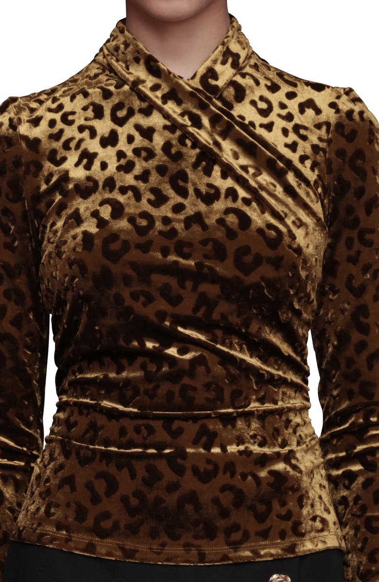 Avec Les Filles Burnout Leopard Print Surplice Top, Alternate, color, Burnout Leopard