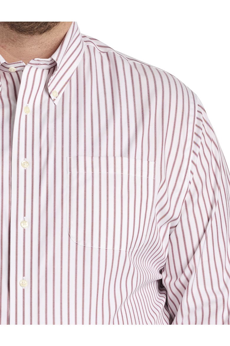 Non-Iron Striped Dress Shirt, Alternate, color, BURGUNDY