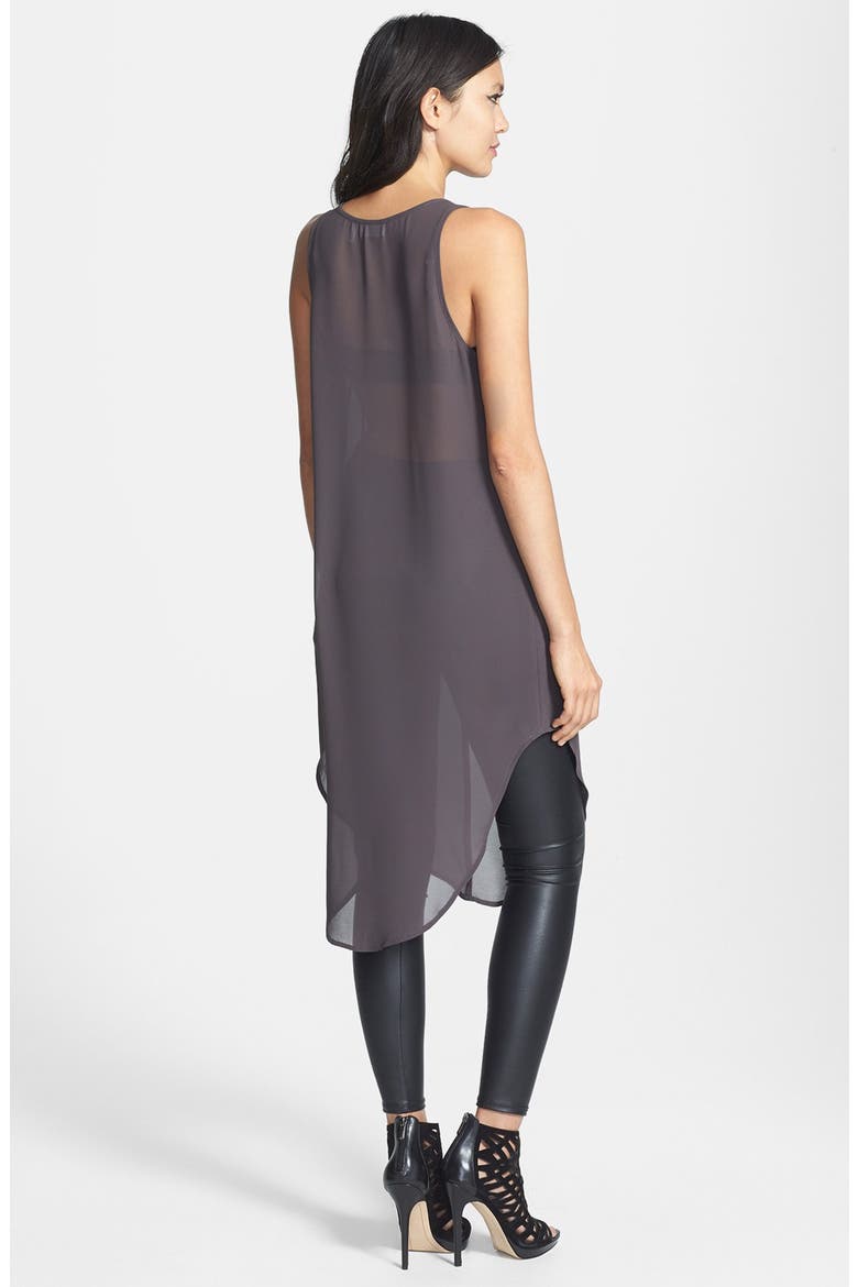 Mixed Crepe Tunic, Alternate, color, GREY SHALE