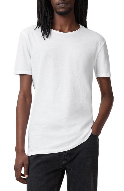 Allsaints Figure Crew Neck Raw Edge T-shirt In White
