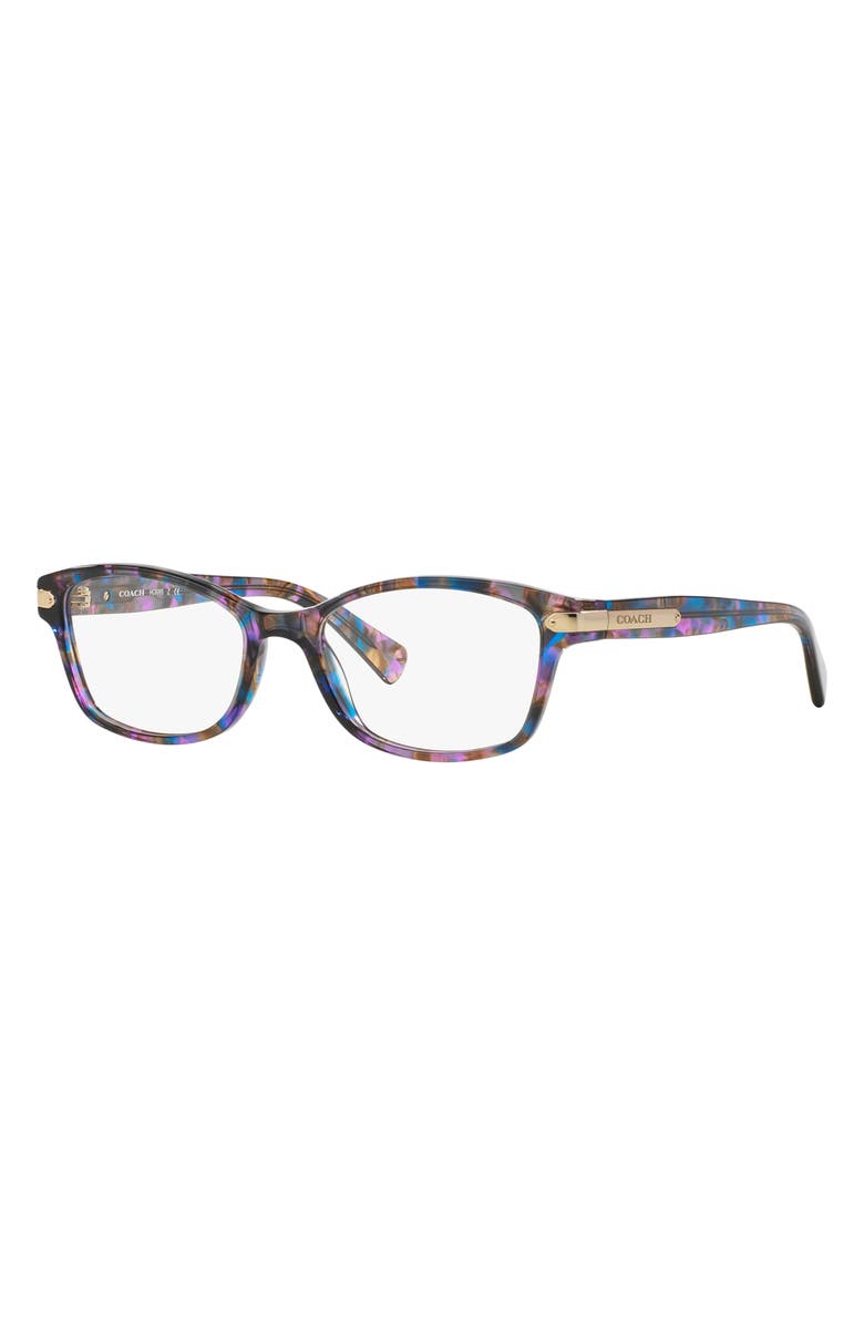 COACH 49mm Small Rectangular Optical Glasses, Alternate, color, Multi Purple