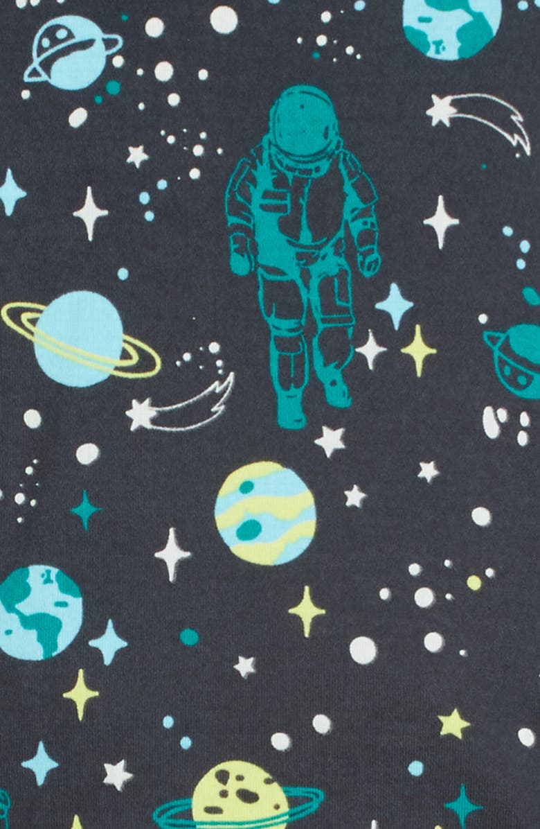 Nordstrom Kids' Glow in the Dark Fitted Two-Piece Pajamas, Alternate, color, Black Space Adventure