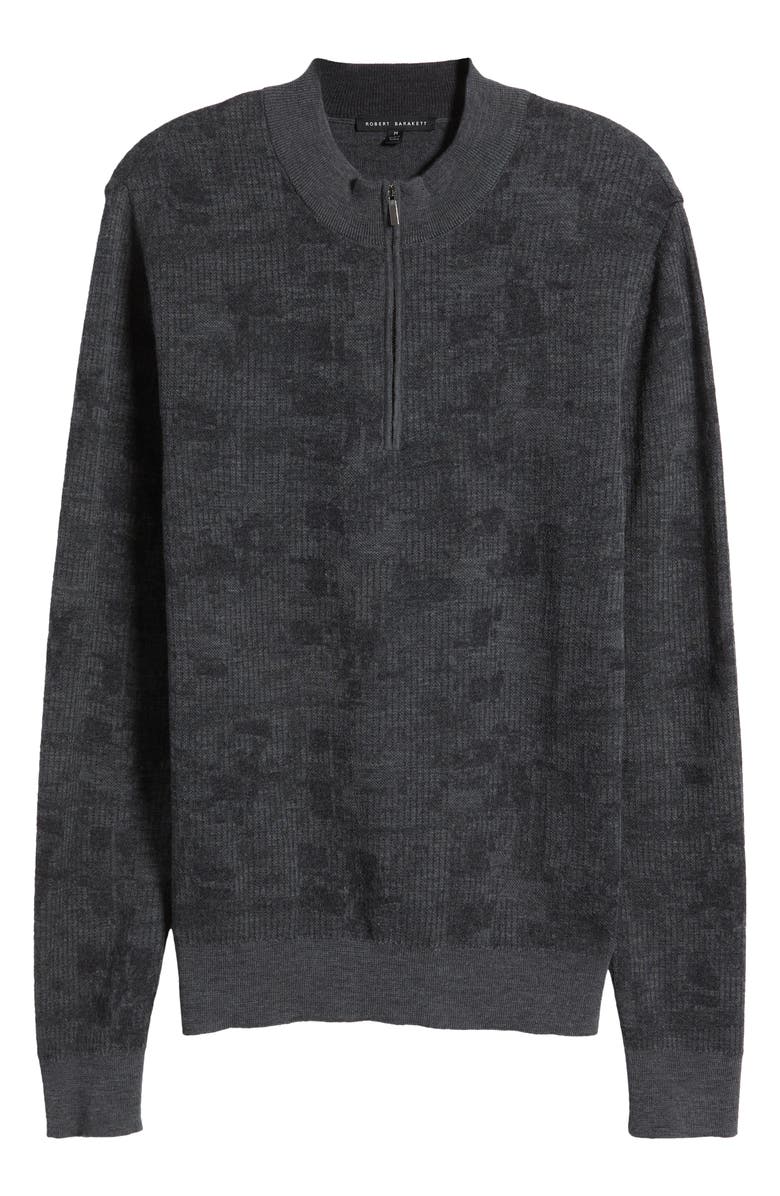 Robert Barakett Dalup Half Zip Mock Neck Wool Sweater, Alternate, color, Charcoal