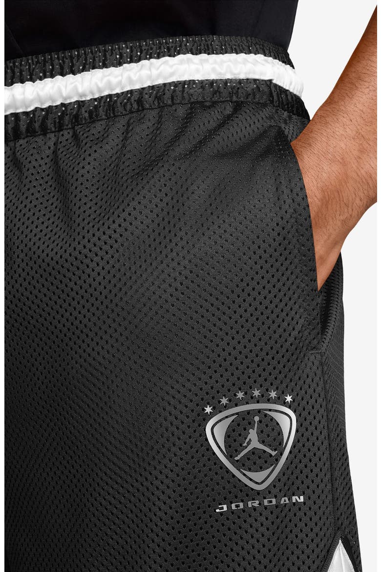 Dri-FIT Brooklyn Diamond Mesh Basketball Shorts, Alternate, color, BLACK/ METALLIC SILVER