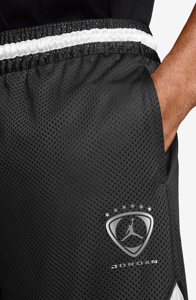 Jordan Dri-FIT Brooklyn Diamond Mesh Basketball Shorts, Alternate, color, Black/ Metallic Silver