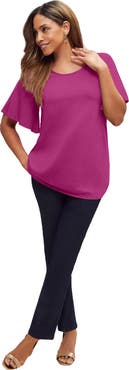 Jessica London Stretch Knit Flutter Sleeve Tunic