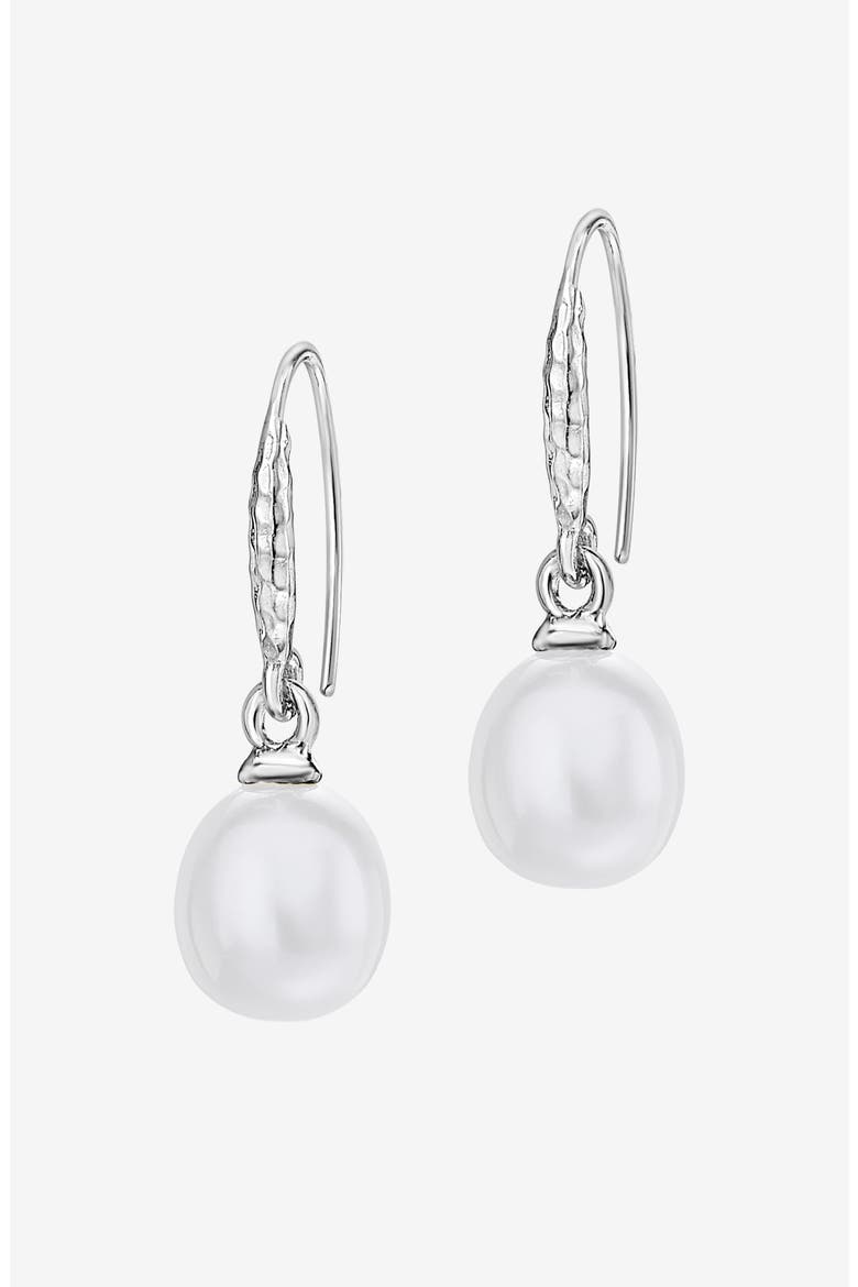 8mm Oval White Luna Pearl Drop Earrings, Main, color, Sterling Silver