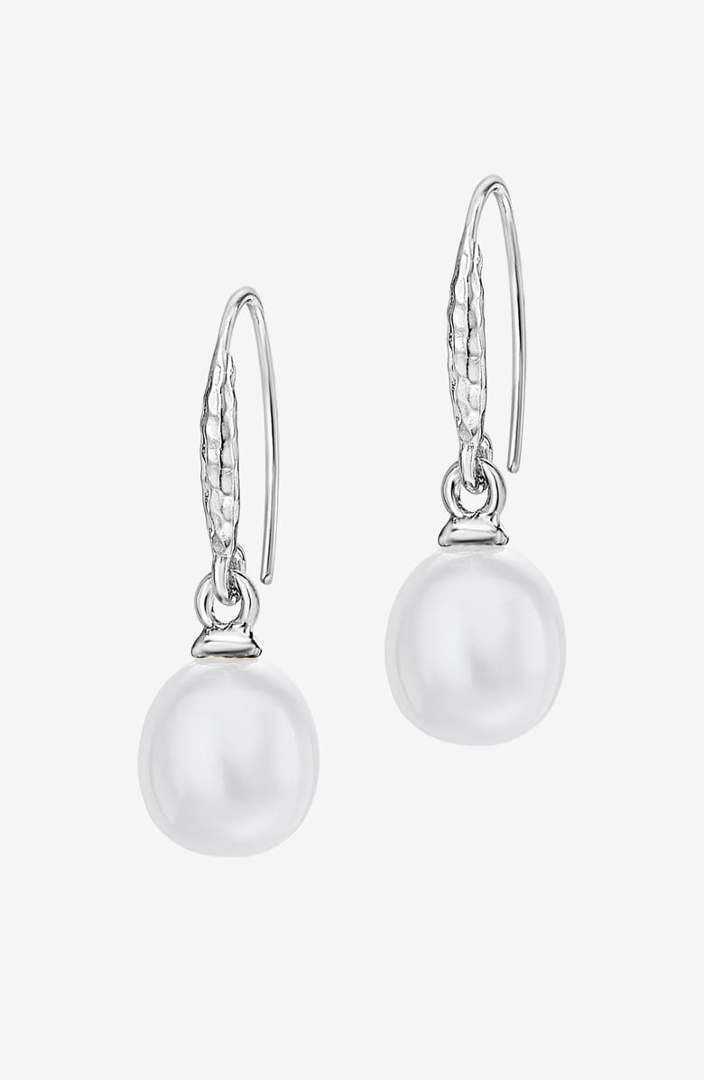 Dower & Hall 8mm Oval White Luna Pearl Drop Earrings, Main, color, Sterling Silver