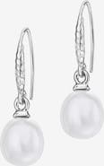 Dower & Hall 8mm Oval White Luna Pearl Drop Earrings