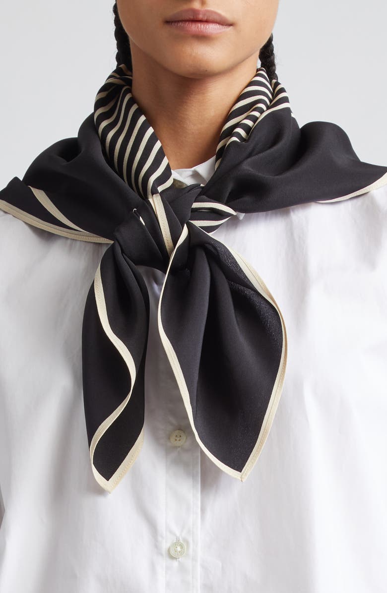 TOTEME Monogram Silk Scarf, Alternate, color, Black Monogram