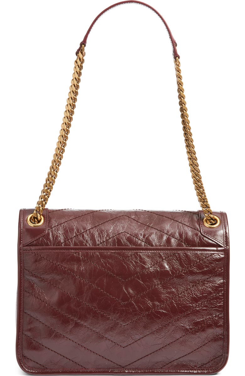 Saint Laurent Medium Niki Leather Shoulder Bag, Alternate, color, Rouge Cabernet