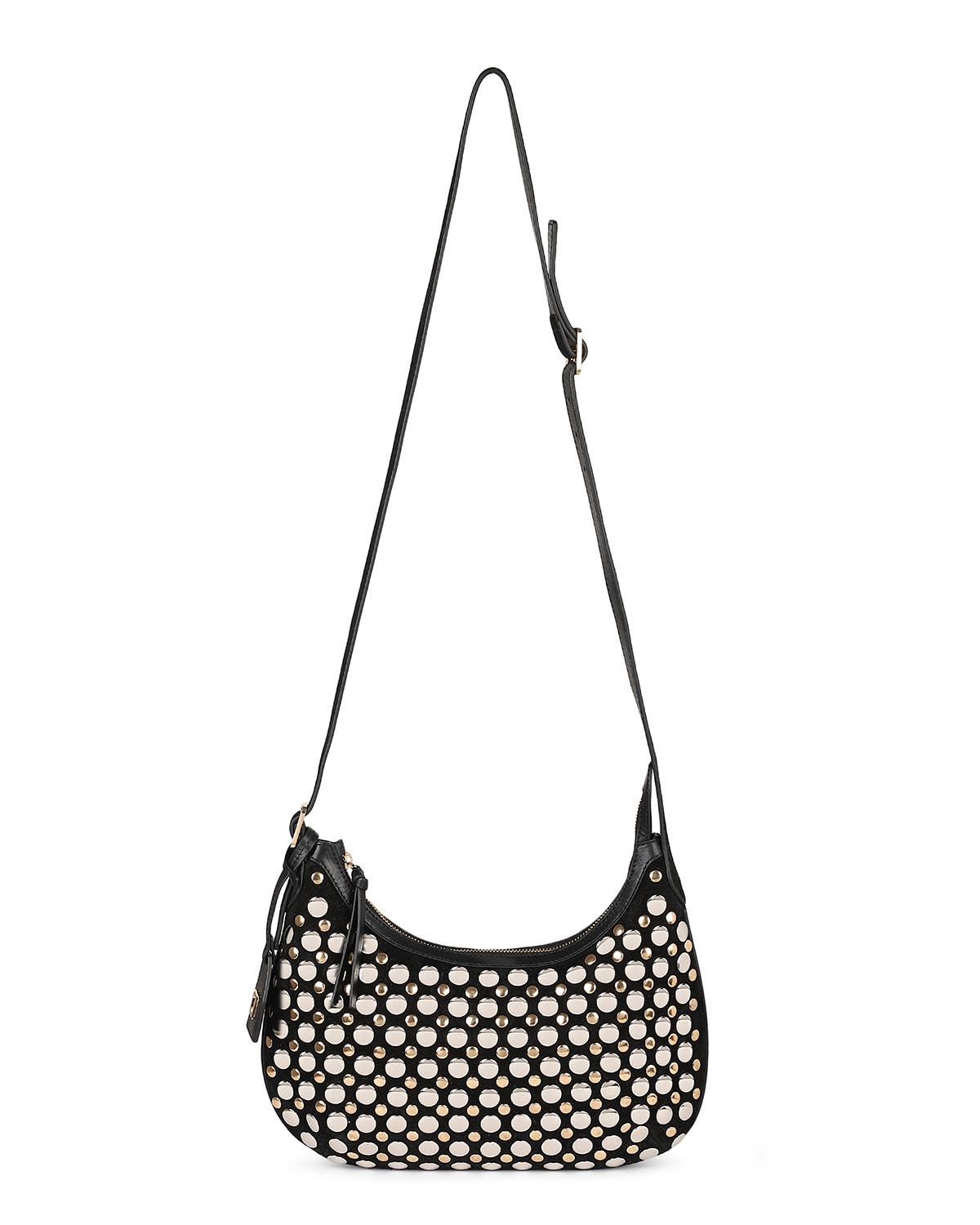 Rafe New York Alva Studded Hobo Crossbody, Alternate, color, Black