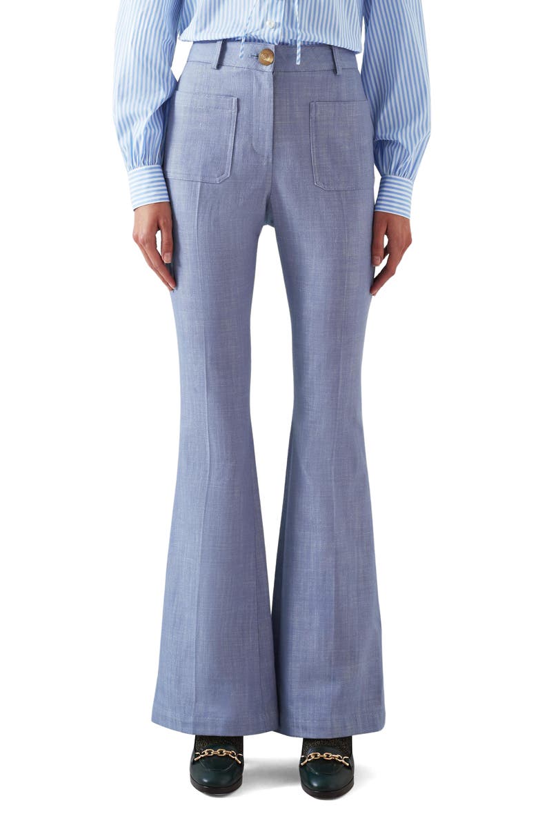 LK Bennett Avery Bootcut Pants, Main, color, Blue-Light Blue