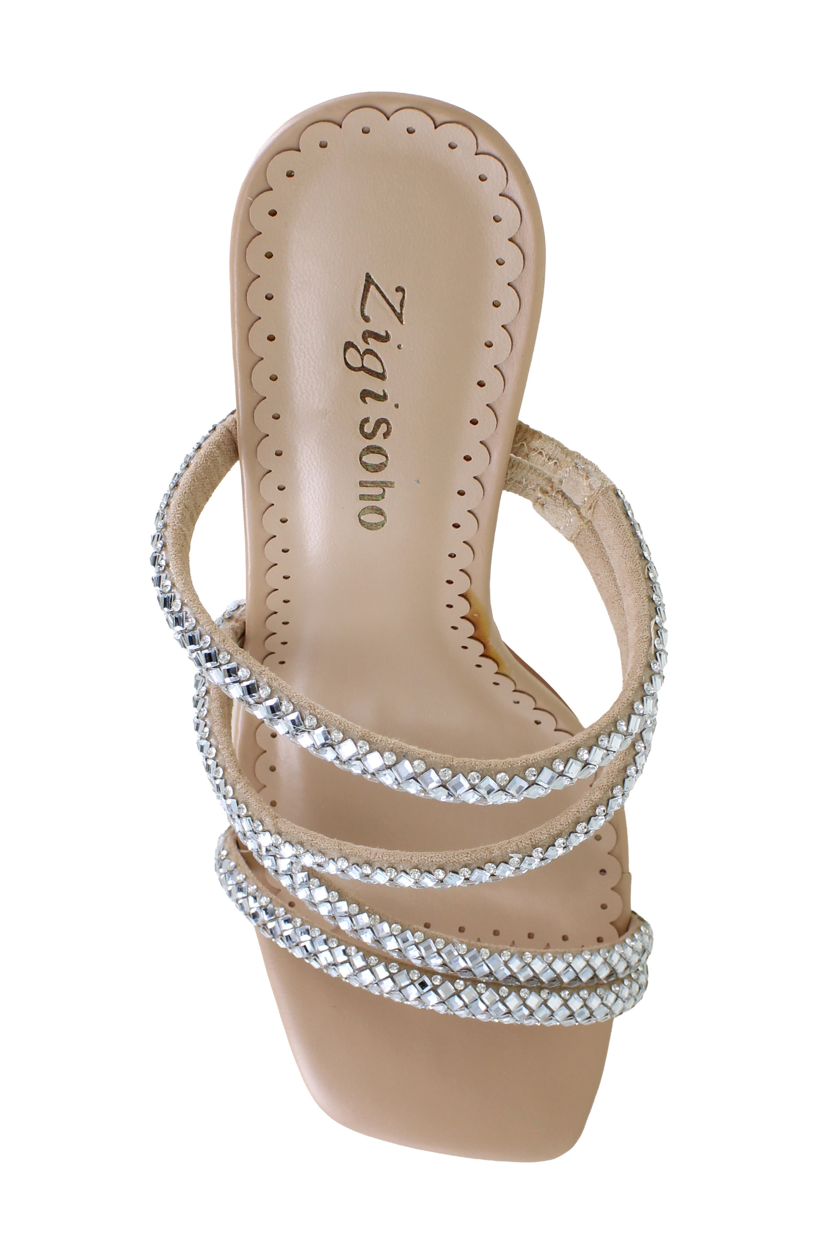 Rhinestone Strap Stiletto Sandal, Alternate, color, BEIGE SUEDETTE