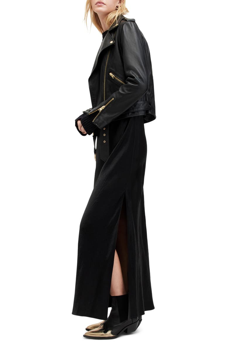 AllSaints Balfern Belted Leather Biker Jacket, Alternate, color, 