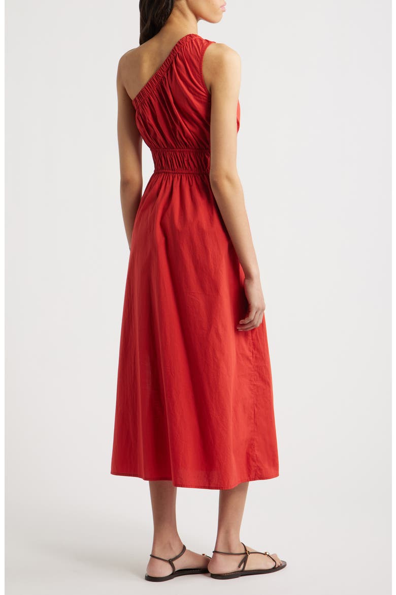 Selani One-Shoulder Cotton Poplin Dress, Alternate, color, TERRACOTTA