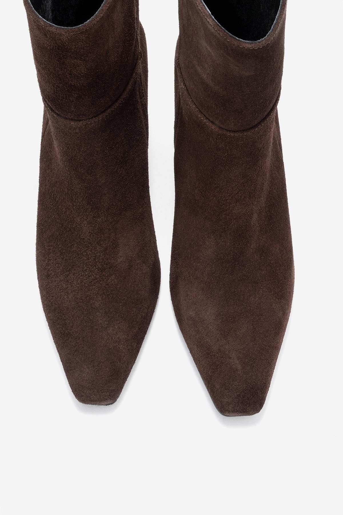 Kyoto Leather Block Heel Boot, Alternate, color, Brown Suede Leather