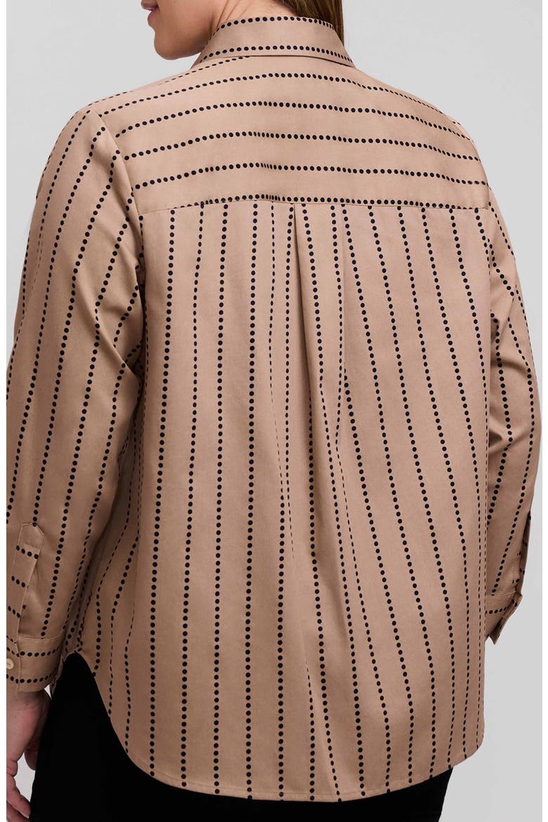 Stripe Boyfriend Button-Up Shirt, Alternate, color, ALMOND BROWN/ BLACK