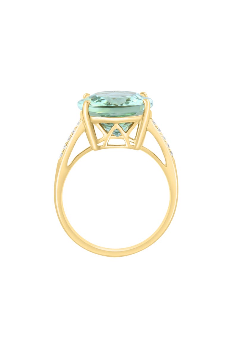 14K Yellow Gold Green Quartz & Diamond Ring, Alternate, color, GREEN