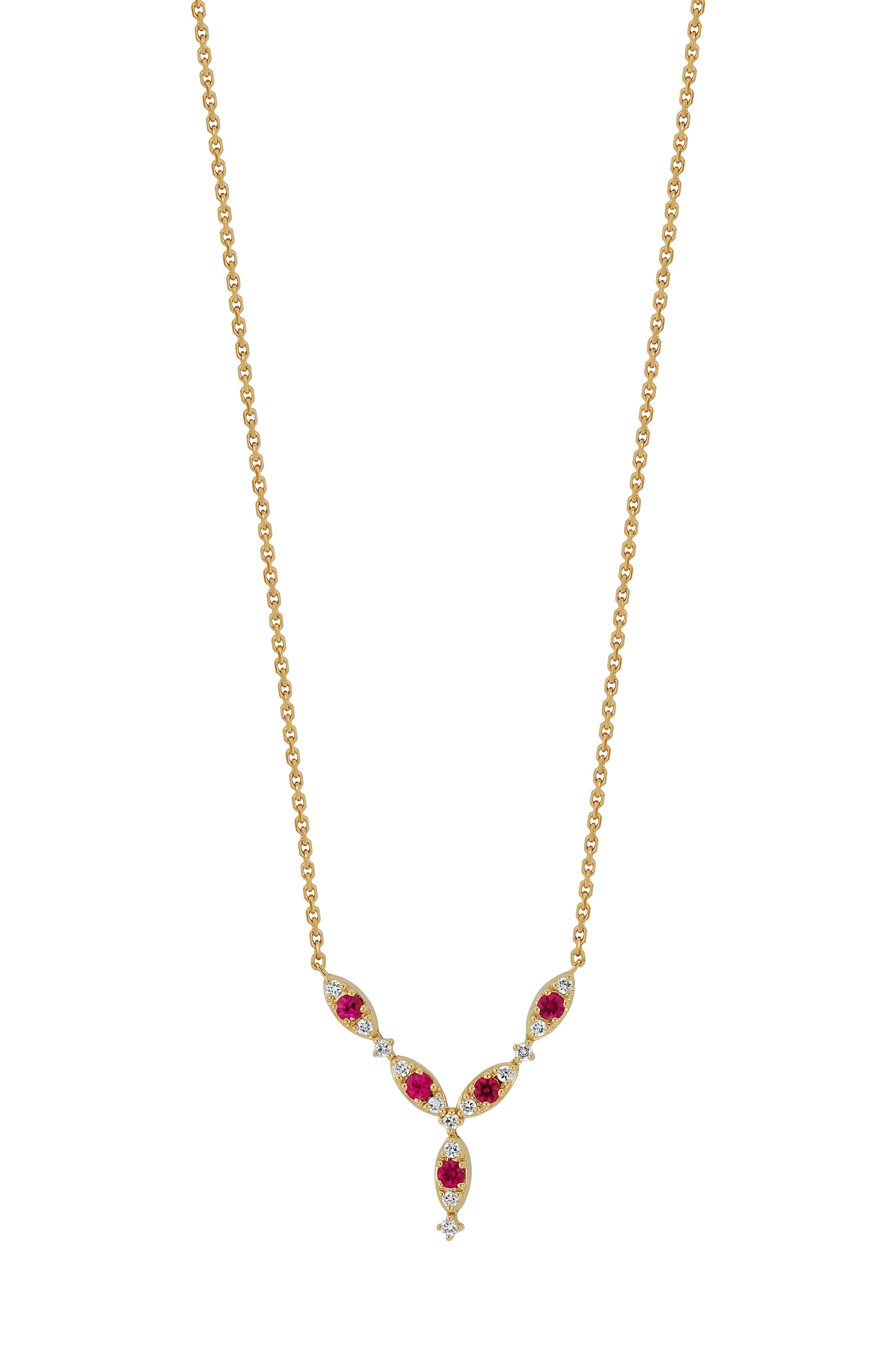 El Mar 18k Gold Ruby and Diamond Pendant Necklace