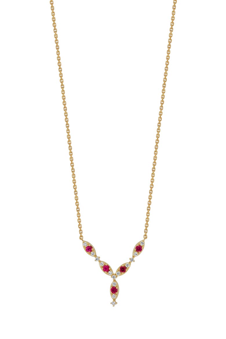 El Mar 18k Gold Ruby and Diamond Pendant Necklace, Main, color, 18KY