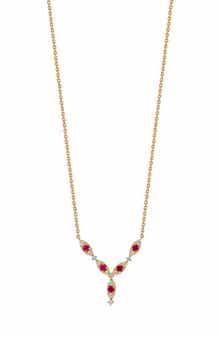 El Mar 18k Gold Ruby and Diamond Pendant Necklace