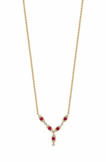 El Mar 18k Gold Ruby and Diamond Pendant Necklace