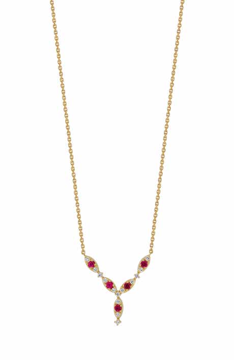 El Mar 18k Gold Ruby and Diamond Pendant Necklace