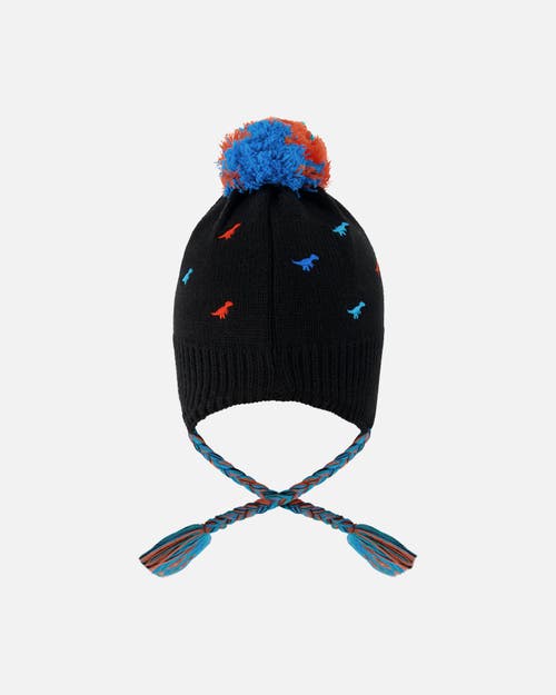 Deux Par Deux Lined Winter Peruvian Knit Hat With Pompom In Blue