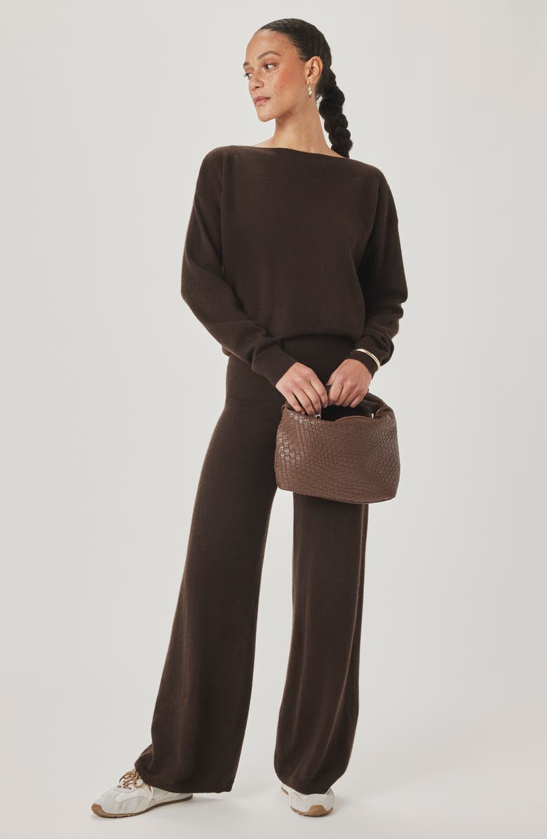 Splendid Tori Boatneck Crop Cashmere Sweater, Alternate, color, Soft Chocolate Brown