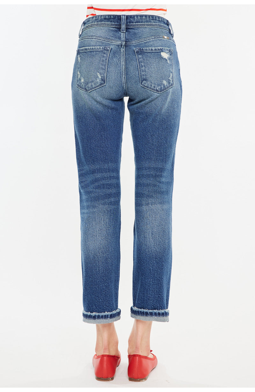 Official Kancan Usa Evelin Mid Rise Cropped Straight Jeans In Dark Wash