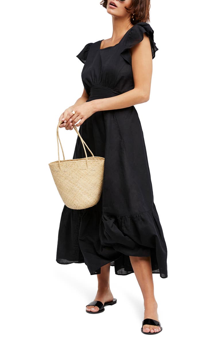 Endless Summer by Free People Takin' a Chance Midi Dress, Main, color, BLACK