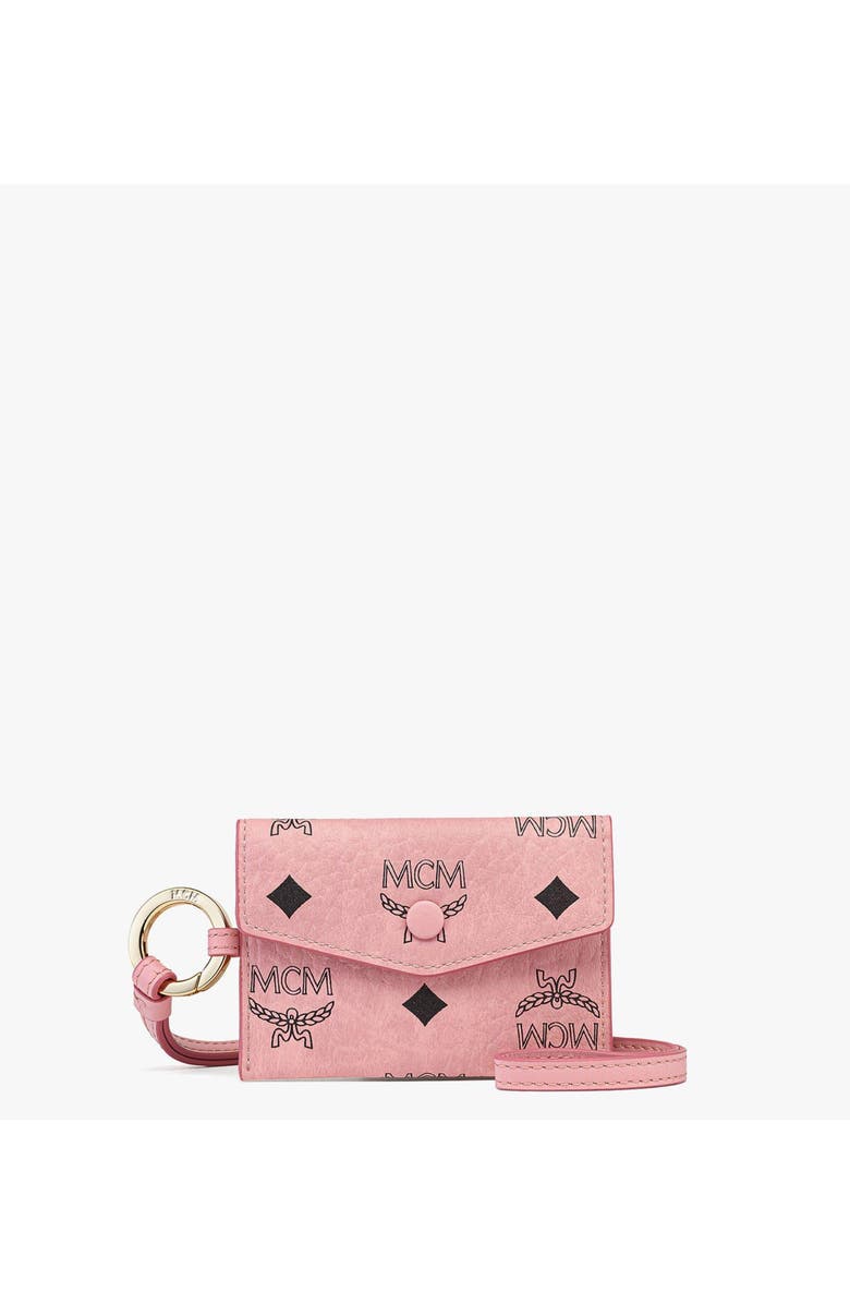 MCM Aren Lanyard ID Wallet in Visetos, Main, color, Pink
