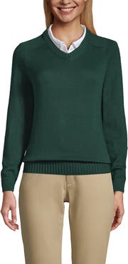Lands' End School Uniform Young Cotton Modal V-neck Sweater