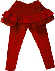 JOE-ELLA Kids' Stretch Velour Skirted Leggings
