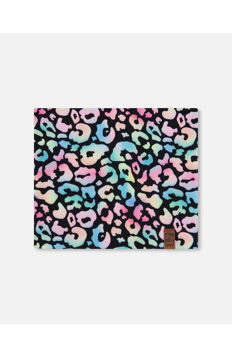 Deux par Deux Stretch Jersey Animal Print Neck Tube, Main, color, Black Animal Print