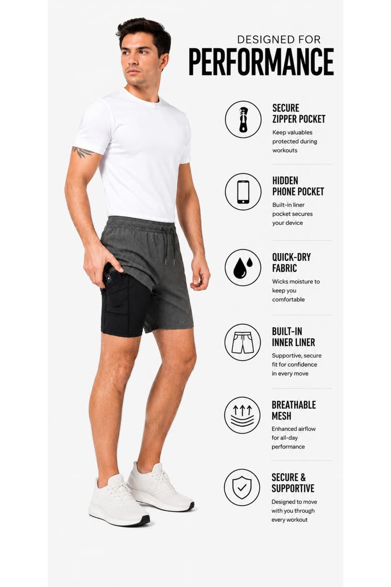 Quick-Dry Performance 7" Training Shorts, Alternate, color, Dark Gray