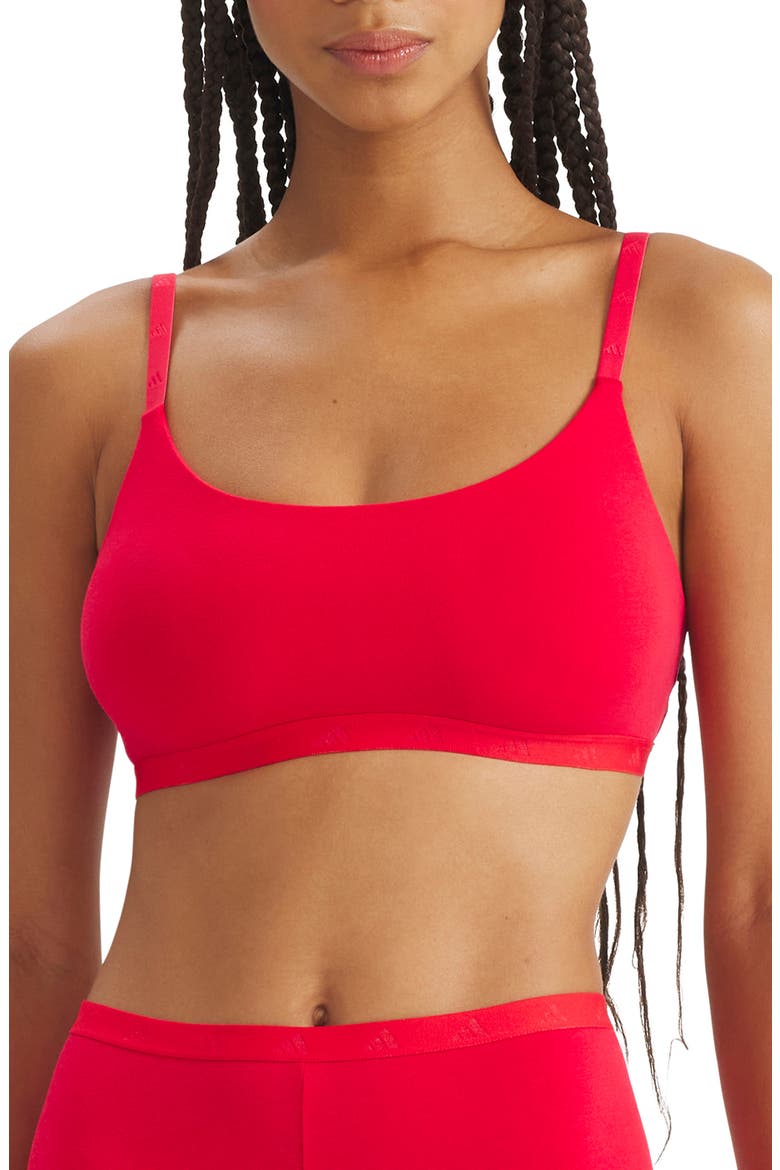 Essentials Cotton Blend Scoop Bralette, Main, color, PURE RUBY
