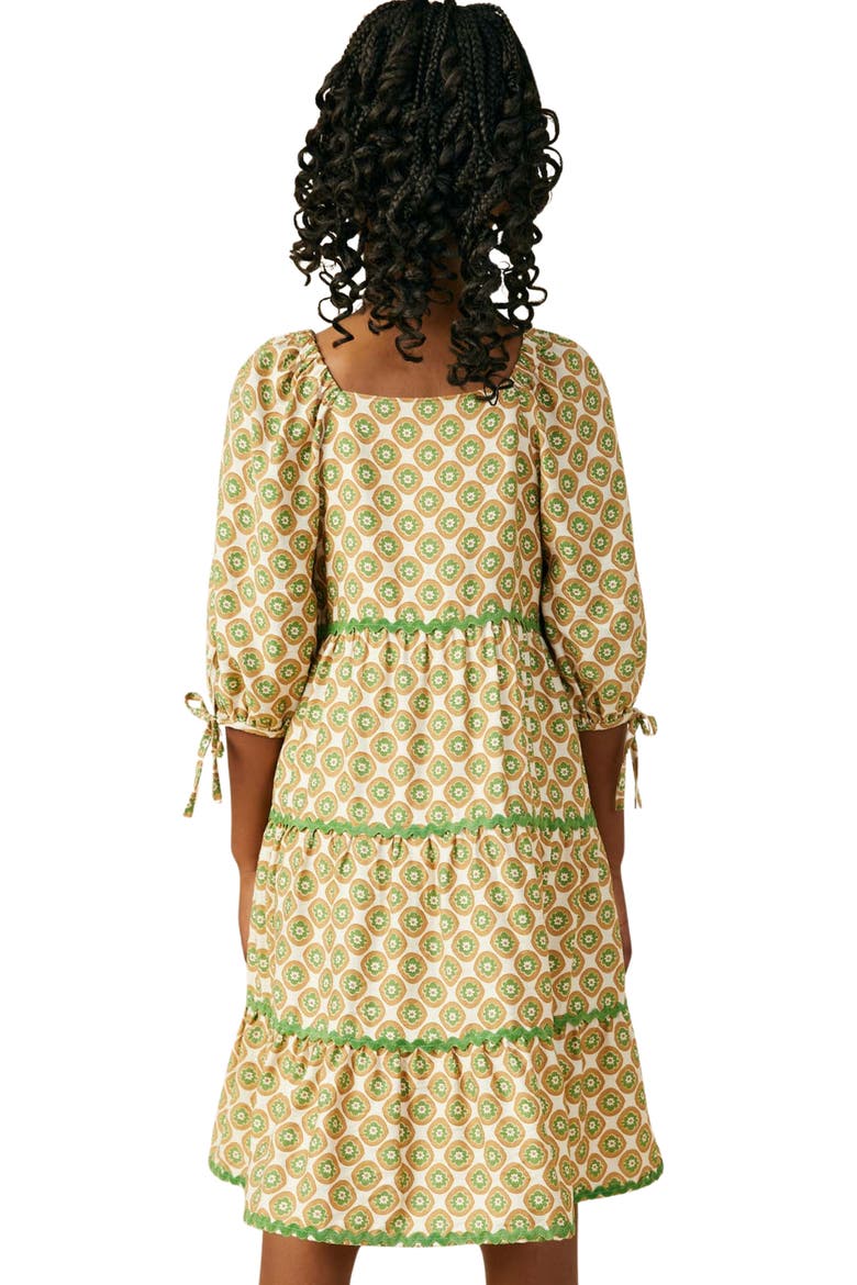 Kids' Wavy Block Print Tiered Dress, Alternate, color, OLIVE