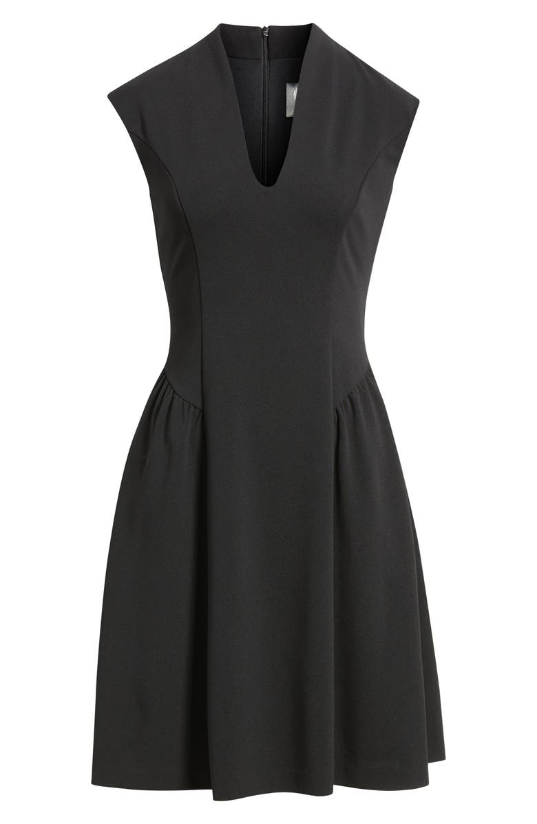 Vince Camuto Scuba Crepe V-Neck Fit & Flare Dress, Alternate, color, Black