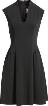 Vince Camuto Scuba Crepe V-Neck Fit & Flare Dress