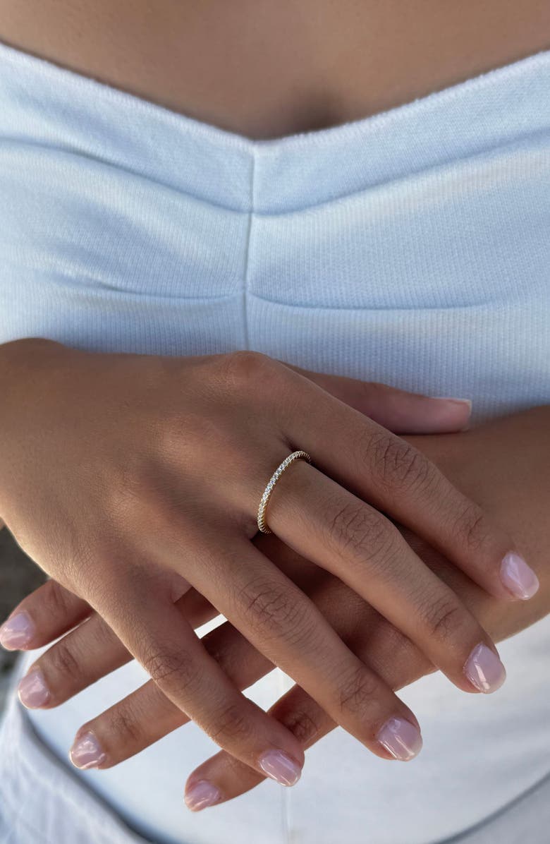 ADORNIA FINE Pavé 925 Sterling Silver CZ Eternity Band Ring, Alternate, color, Gold