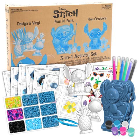 3 In 1 Activity Setm Disney Stitch, Craft Kit, 3 DIY Creations, Kids 6+