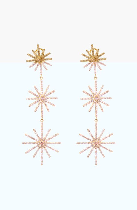 Celestial Starburst Triple Drop Earrings